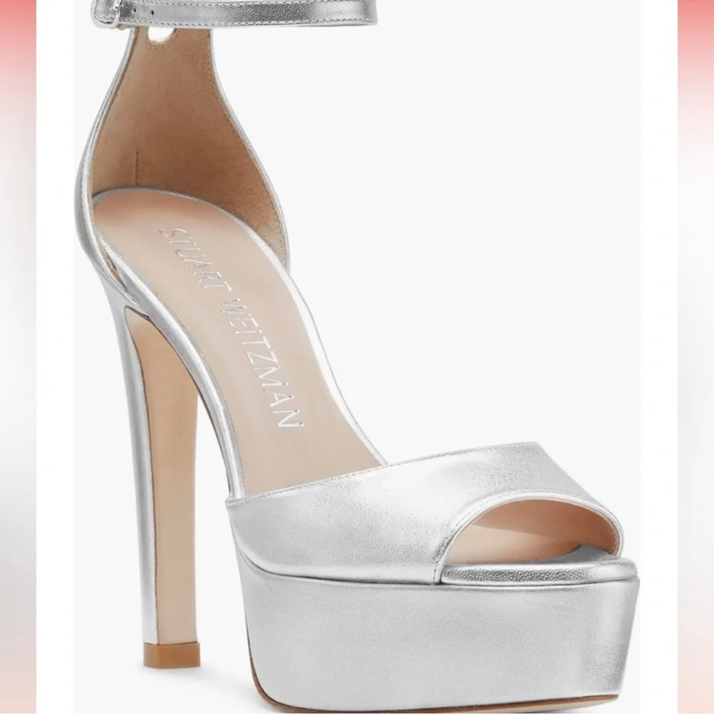 🌹STUART WEITZMAN🌹 Disco Platform Sandal In Silver Size: 9